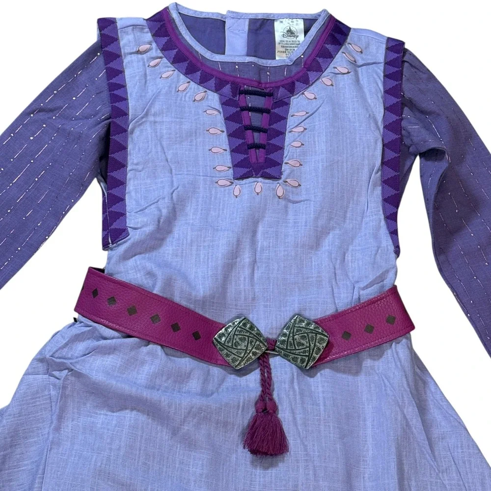 Disney Store Official Wish Asha Costume Dress Purple Belted Halloween Girls 7/8